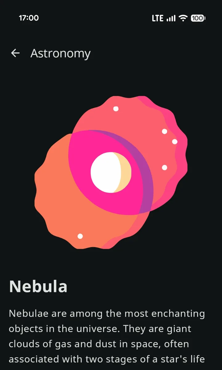 Nebulae in the app